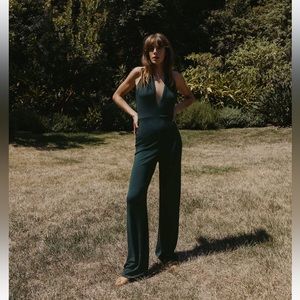 Zara long jumpsuit size M dark green